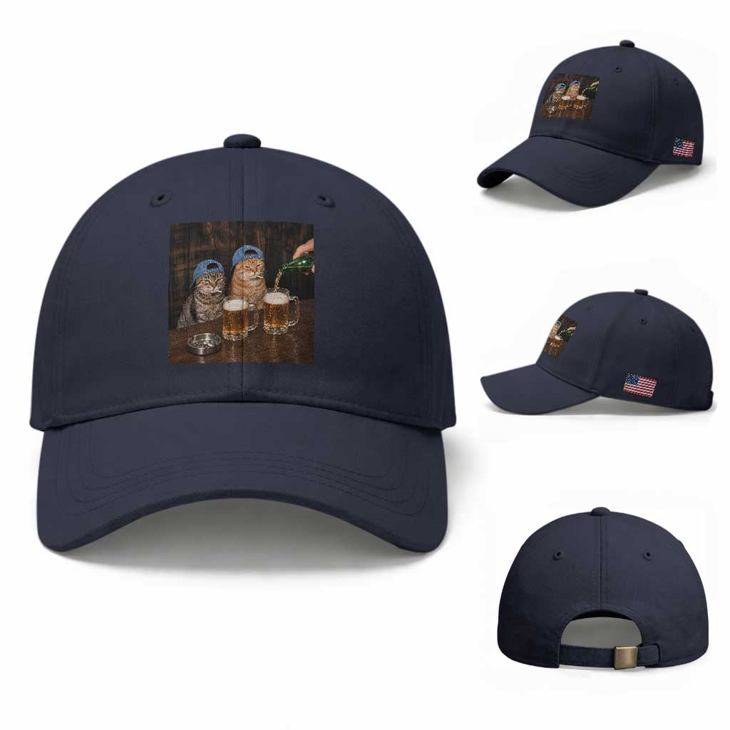 Funny Smoking Cats Drinking Beer at the Bar Baseball Cap Funny Bad Boys Cigarette Kitty Gen Z Meme