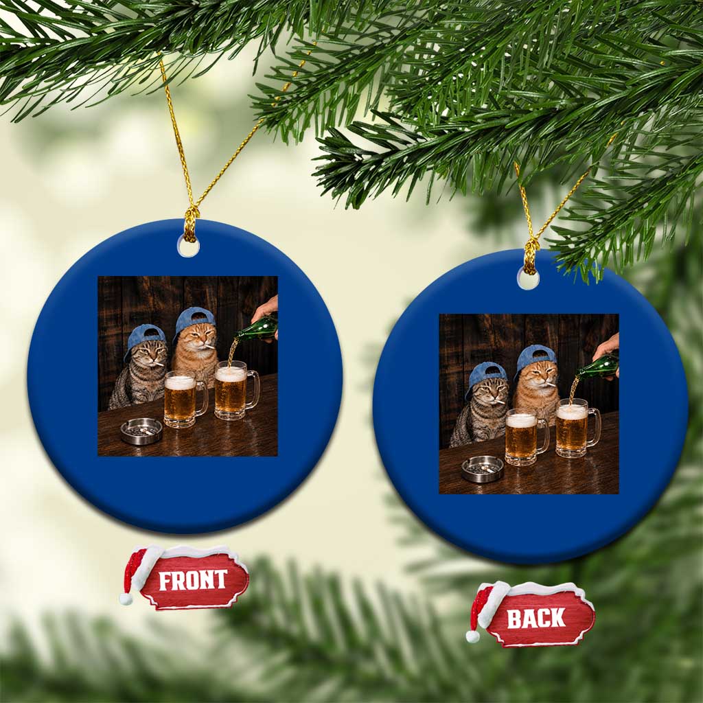Funny Smoking Cats Drinking Beer at the Bar Ceramic Ornament Funny Bad Boys Cigarette Kitty Gen Z Meme