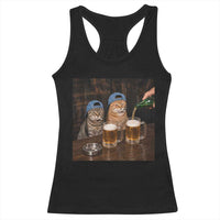 Funny Smoking Cats Drinking Beer at the Bar Racerback Tank Top Funny Bad Boys Cigarette Kitty Gen Z Meme