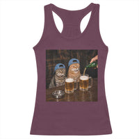 Funny Smoking Cats Drinking Beer at the Bar Racerback Tank Top Funny Bad Boys Cigarette Kitty Gen Z Meme