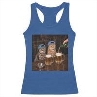 Funny Smoking Cats Drinking Beer at the Bar Racerback Tank Top Funny Bad Boys Cigarette Kitty Gen Z Meme