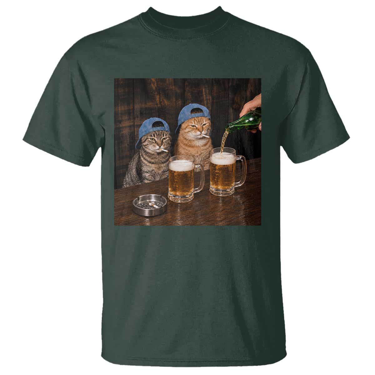 Funny Smoking Cats Drinking Beer at the Bar T Shirt Funny Bad Boys Cigarette Kitty Gen Z Meme