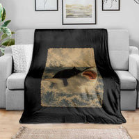 Black Cat Biting Shark Anime Graphic Japanese Throw Blanket Vintage Graphic Ukiyo-e Art
