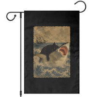 Black Cat Biting Shark Anime Graphic Japanese Garden Flag Vintage Graphic Ukiyo-e Art