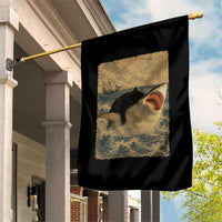 Black Cat Biting Shark Anime Graphic Japanese Garden Flag Vintage Graphic Ukiyo-e Art
