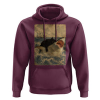 Black Cat Biting Shark Anime Graphic Japanese Hoodie Vintage Graphic Ukiyo-e Art