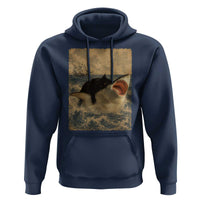 Black Cat Biting Shark Anime Graphic Japanese Hoodie Vintage Graphic Ukiyo-e Art