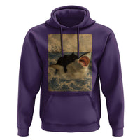 Black Cat Biting Shark Anime Graphic Japanese Hoodie Vintage Graphic Ukiyo-e Art