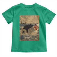 Black Cat Biting Shark Anime Graphic Japanese Toddler T Shirt Vintage Graphic Ukiyo-e Art