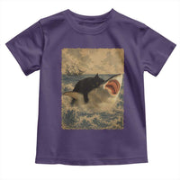 Black Cat Biting Shark Anime Graphic Japanese Toddler T Shirt Vintage Graphic Ukiyo-e Art