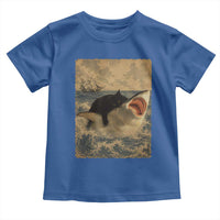 Black Cat Biting Shark Anime Graphic Japanese Toddler T Shirt Vintage Graphic Ukiyo-e Art