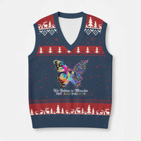 Fight Cancer In All Colors V-Neck Knit Sweater Vest We Believe In Miracles Cancer Awareness