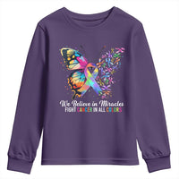 Fight Cancer In All Colors Youth Sweatshirt We Believe In Miracles Cancer Awareness