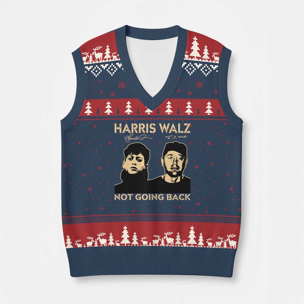 Harris Walz V-Neck Knit Sweater Vest Retro We Are Not Going Back