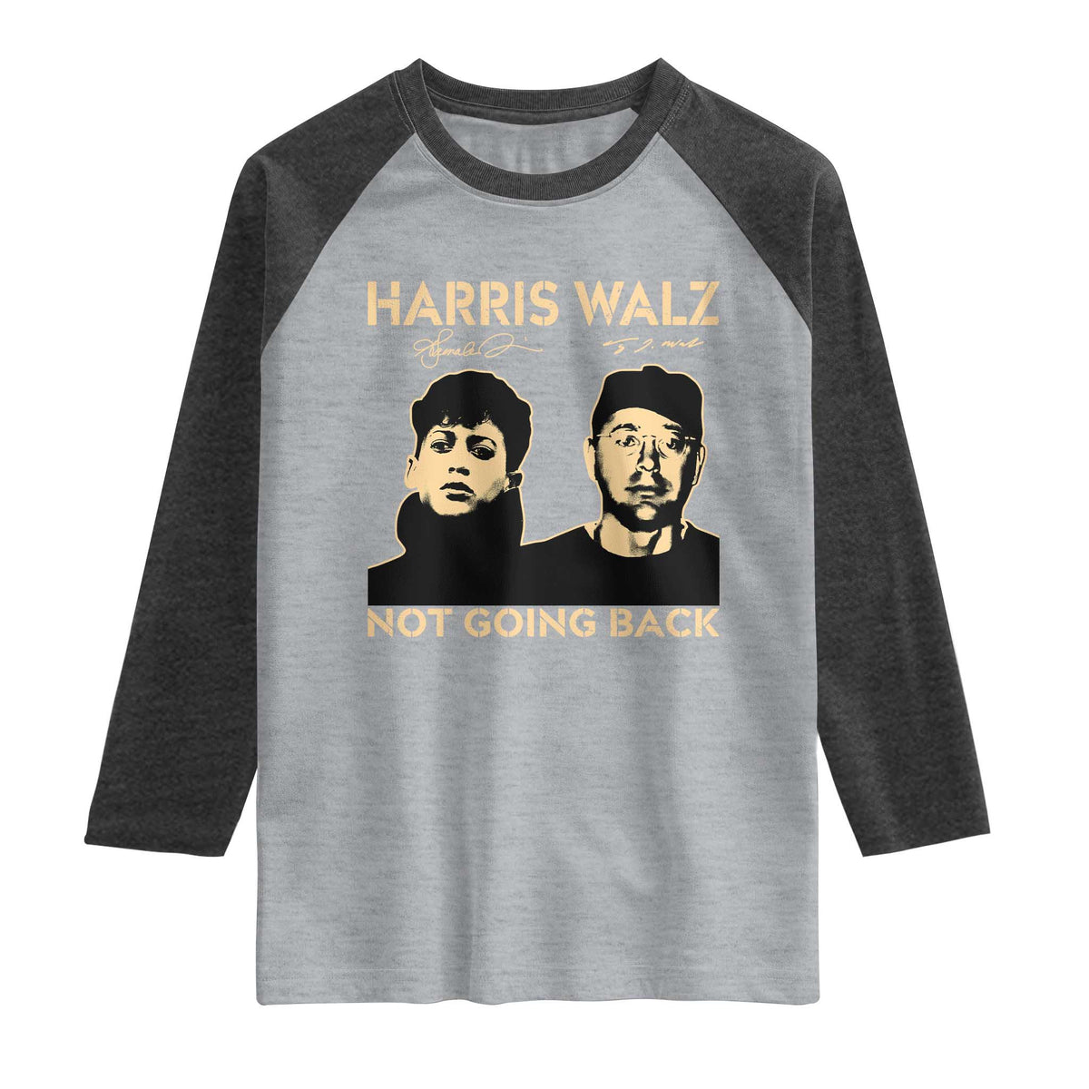 Harris Walz Raglan Shirt Retro We Are Not Going Back