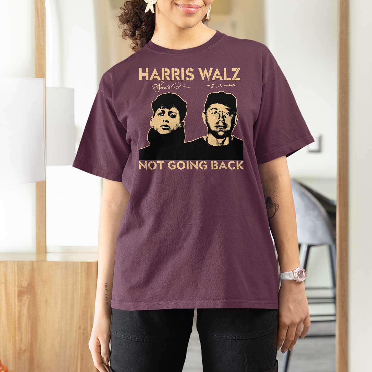 Harris Walz T Shirt For Women Retro We Are Not Going Back