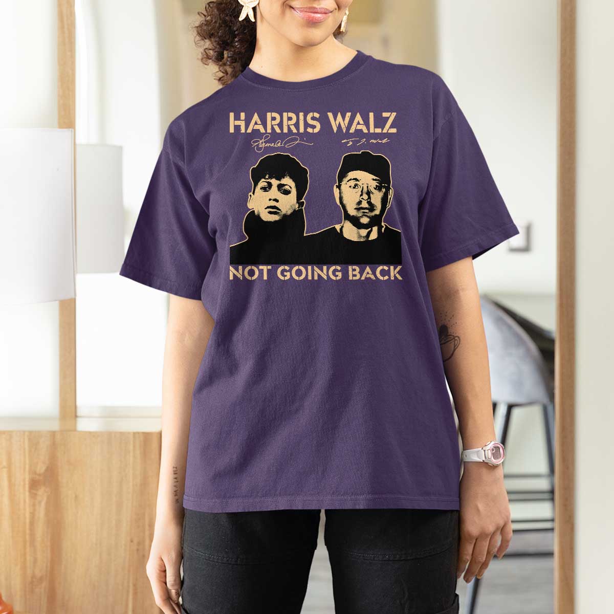 Harris Walz T Shirt For Women Retro We Are Not Going Back