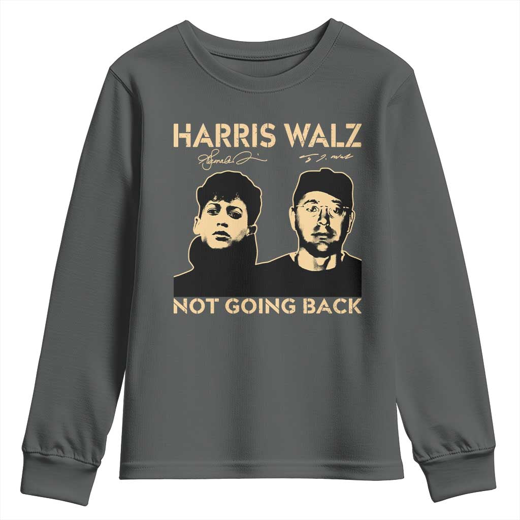 Harris Walz Youth Sweatshirt Retro We Are Not Going Back