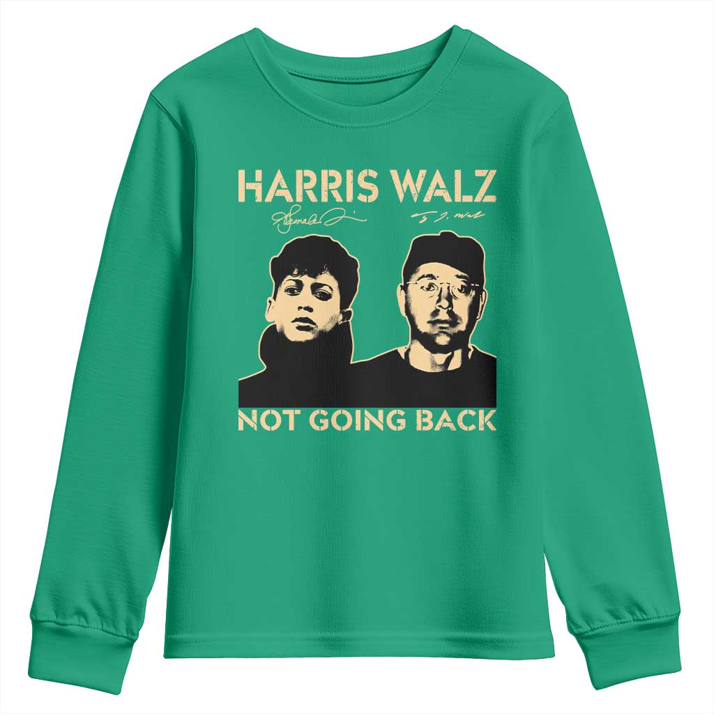 Harris Walz Youth Sweatshirt Retro We Are Not Going Back