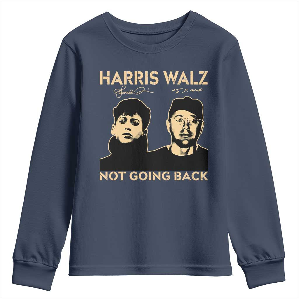 Harris Walz Youth Sweatshirt Retro We Are Not Going Back