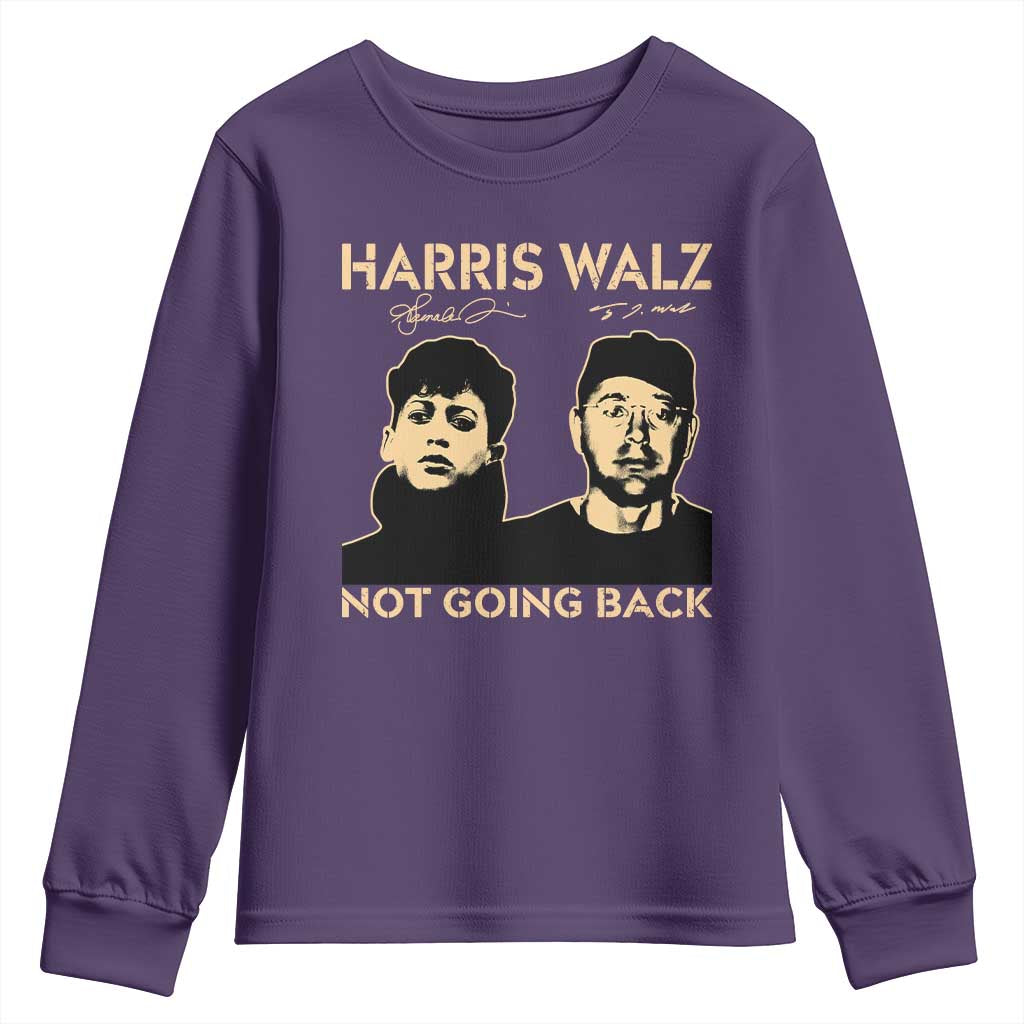 Harris Walz Youth Sweatshirt Retro We Are Not Going Back