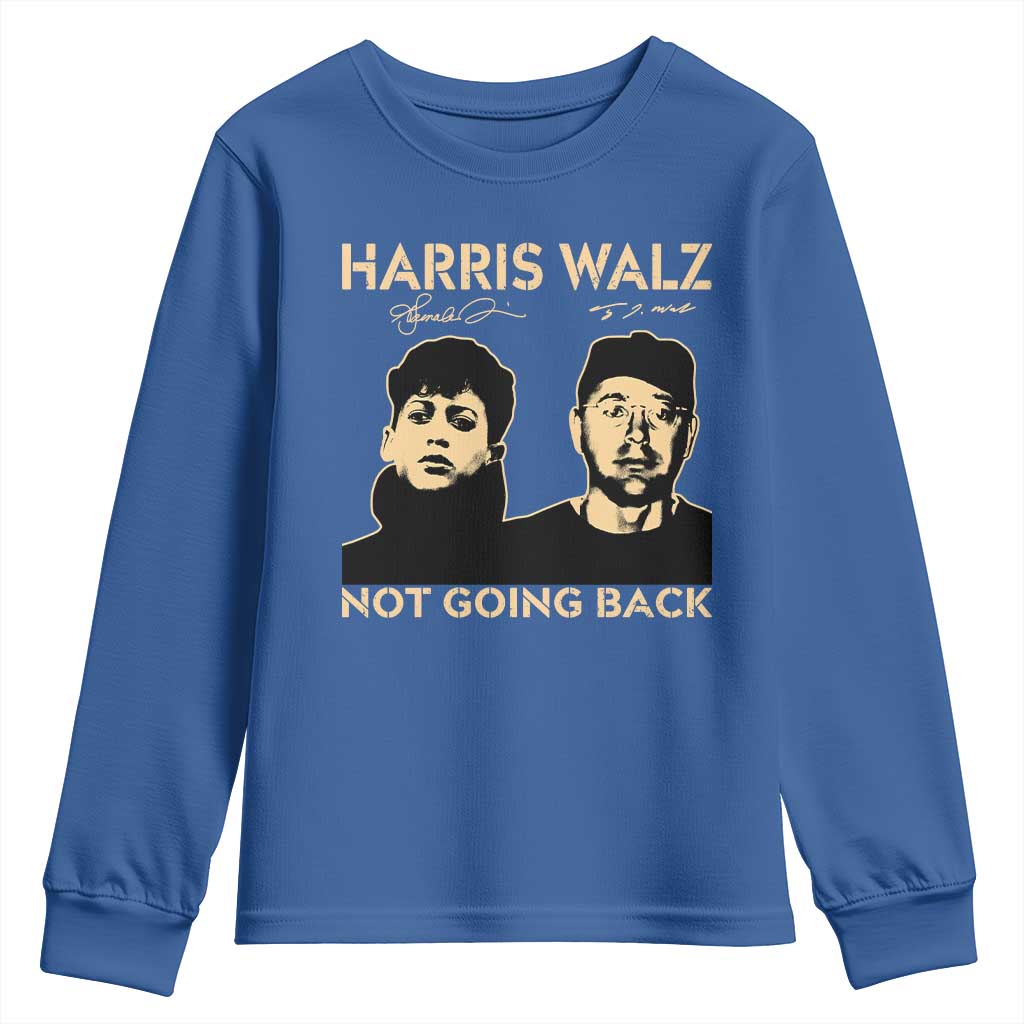 Harris Walz Youth Sweatshirt Retro We Are Not Going Back