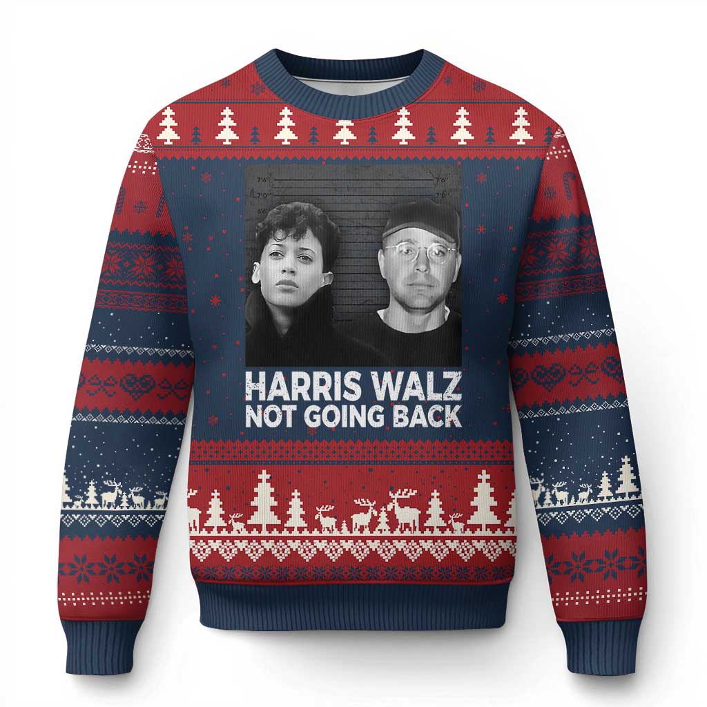Harris Walz Ugly Christmas Sweater Vintage We Are Not Going Back