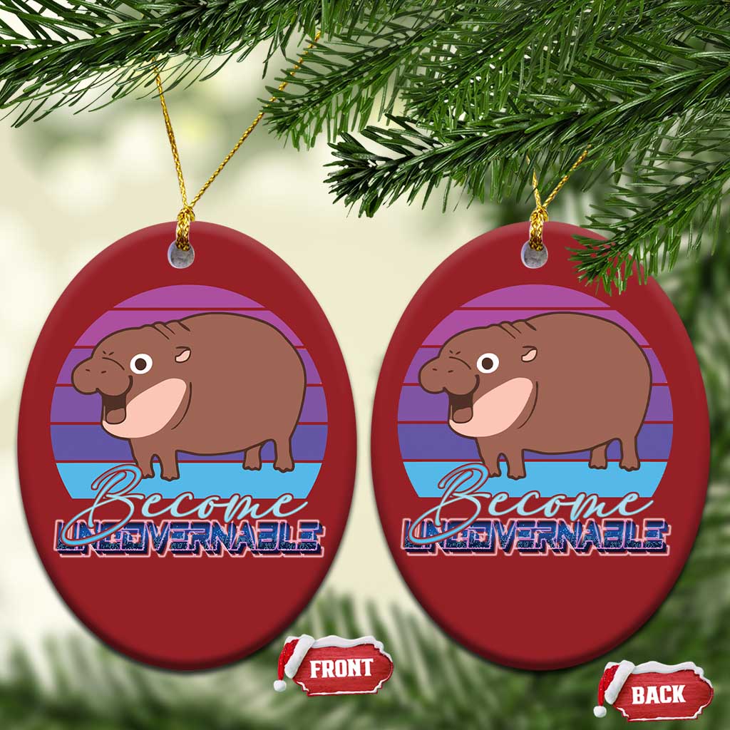 Funny Moo Deng Christmas Ornament Baby Hippo Become Ungovernable - Wonder Print Shop