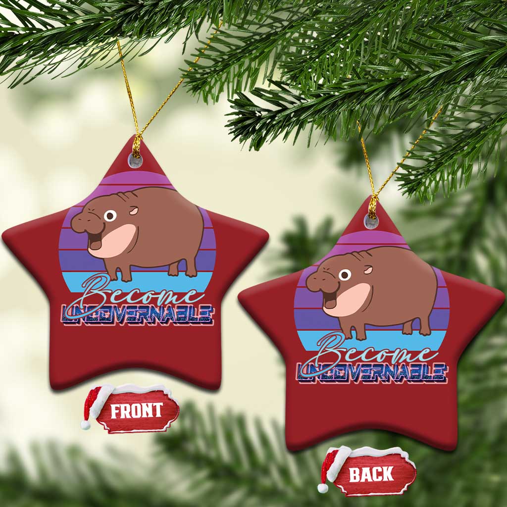 Funny Moo Deng Christmas Ornament Baby Hippo Become Ungovernable - Wonder Print Shop