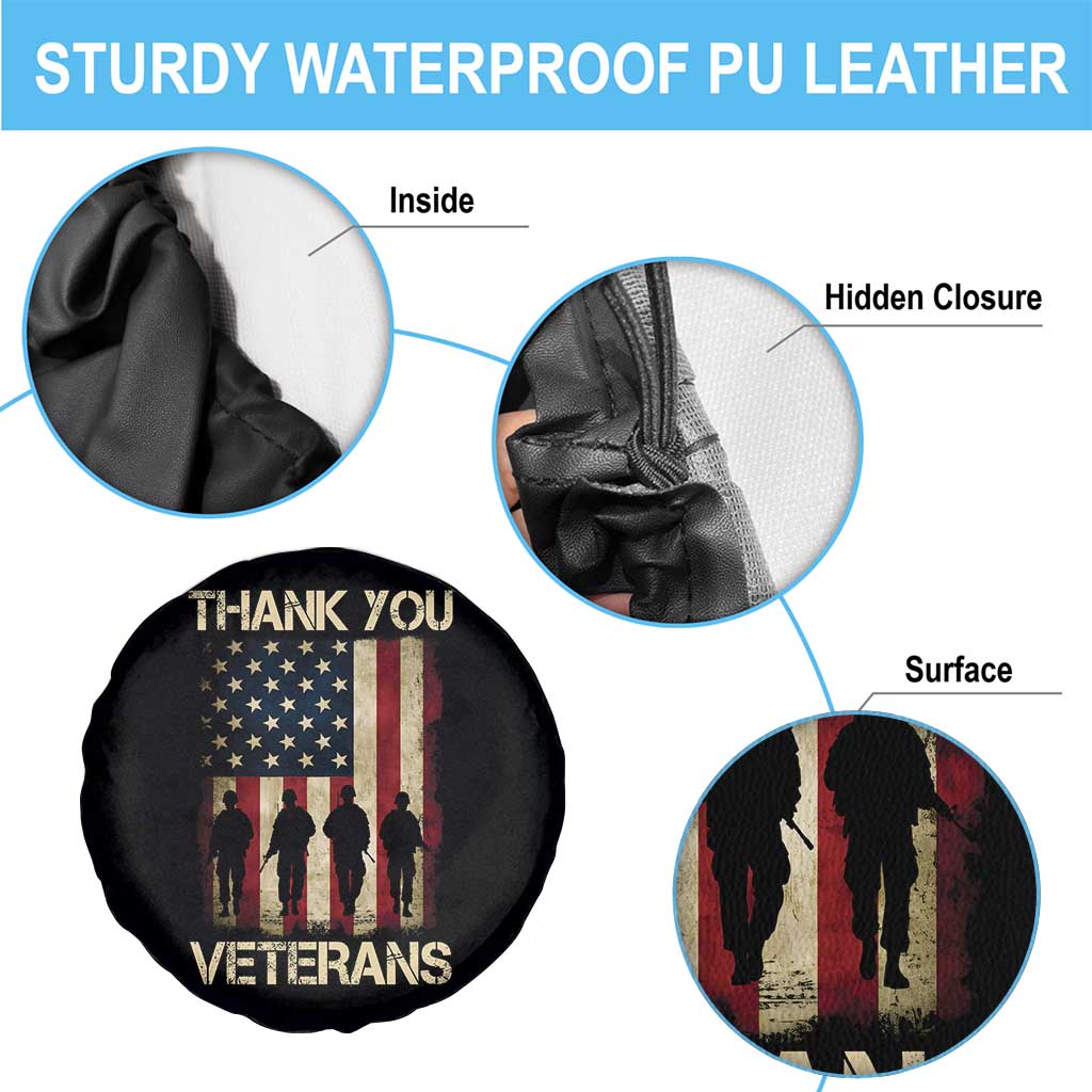 Thank You Veterans Spare Tire Cover Veterans Day Patriotic American Flag - Wonder Print Shop