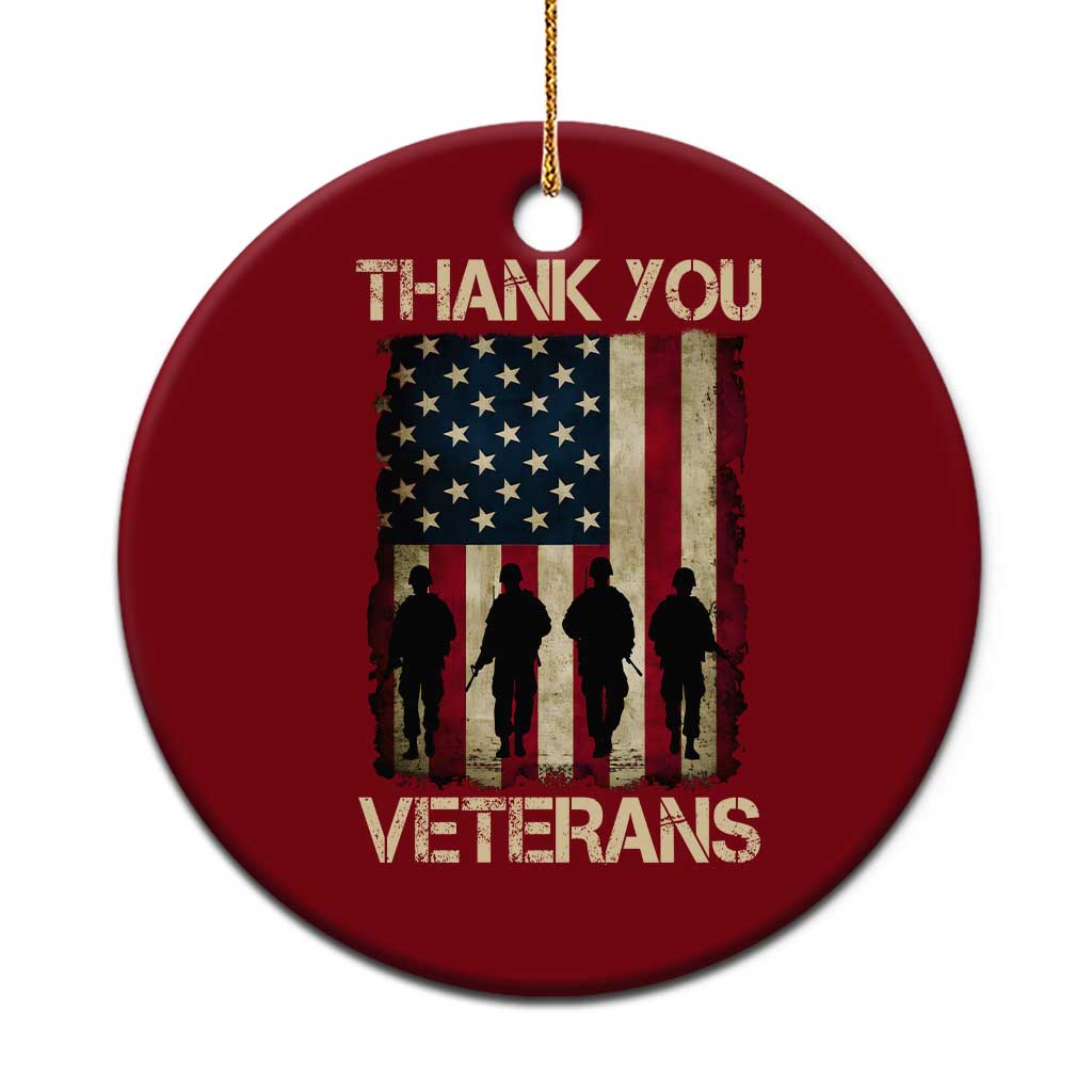Thank You Veterans Ceramic Ornament Veterans Day Patriotic American Flag - Wonder Print Shop