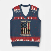 Thank You Veterans V-Neck Knit Sweater Vest Veterans Day Patriotic American Flag - Wonder Print Shop