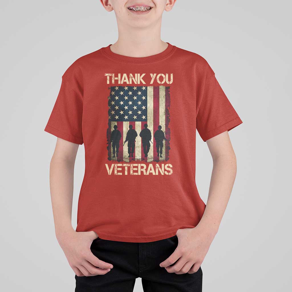 Thank You Veterans T Shirt For Kid Veterans Day Patriotic American Flag - Wonder Print Shop