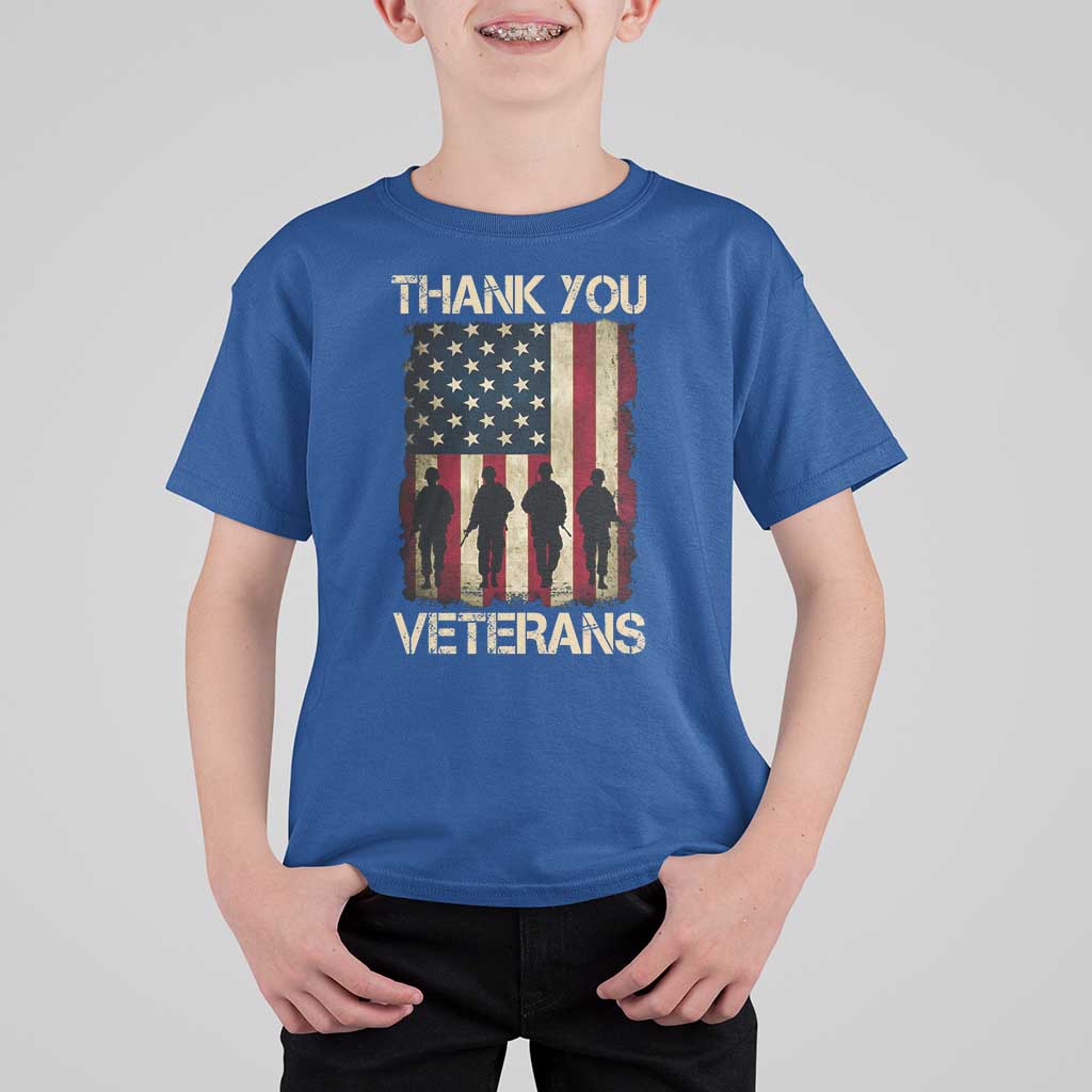Thank You Veterans T Shirt For Kid Veterans Day Patriotic American Flag - Wonder Print Shop