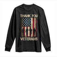 Thank You Veterans Long Sleeve Shirt Veterans Day Patriotic American Flag - Wonder Print Shop