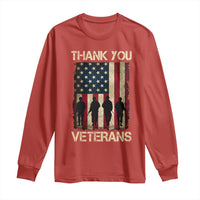 Thank You Veterans Long Sleeve Shirt Veterans Day Patriotic American Flag - Wonder Print Shop
