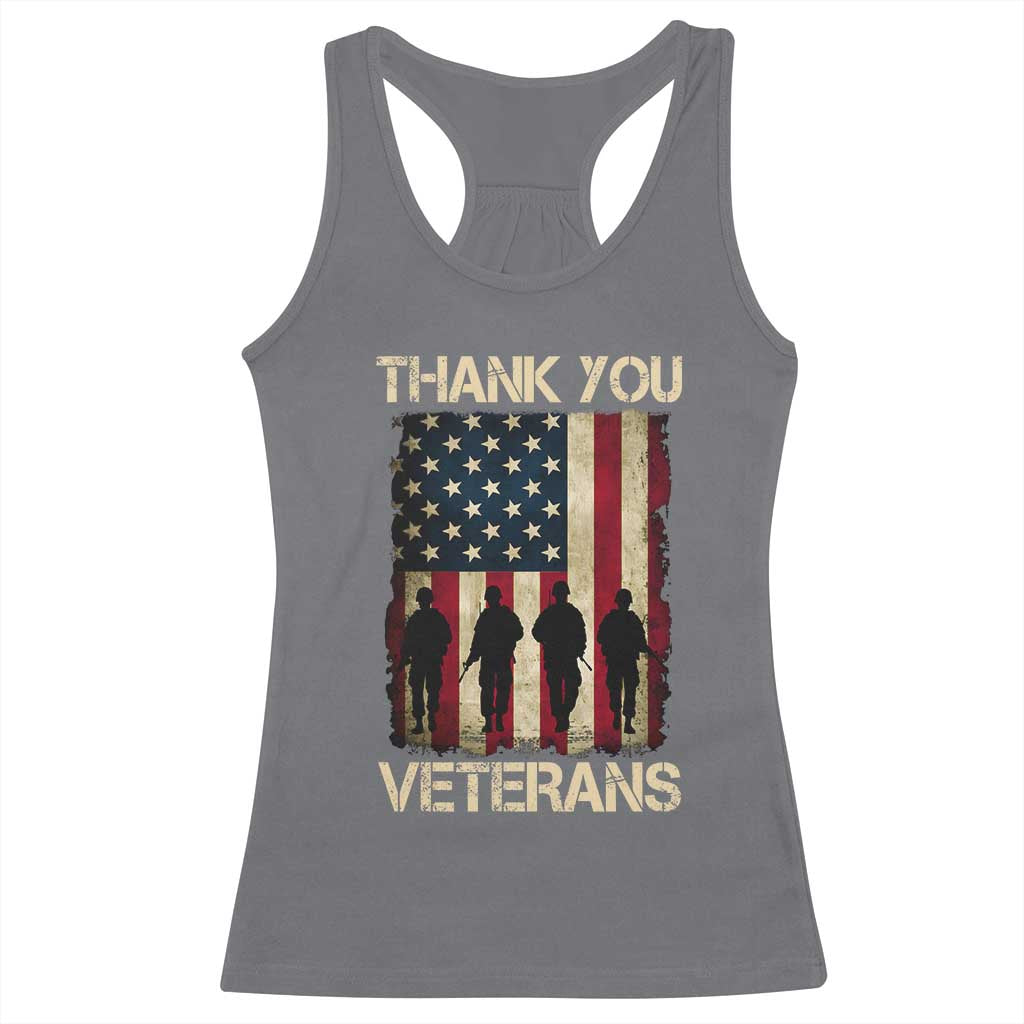 Thank You Veterans Racerback Tank Top Veterans Day Patriotic American Flag - Wonder Print Shop