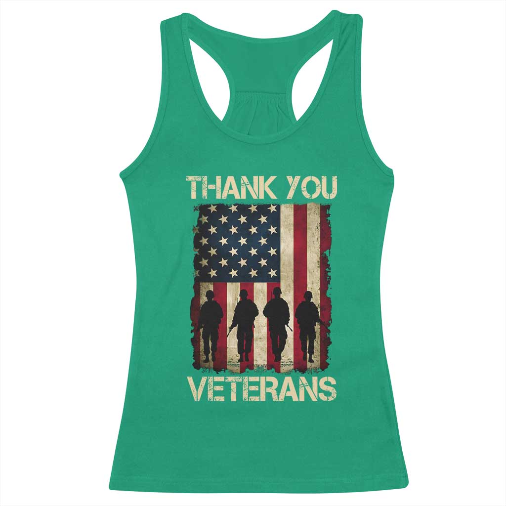 Thank You Veterans Racerback Tank Top Veterans Day Patriotic American Flag - Wonder Print Shop