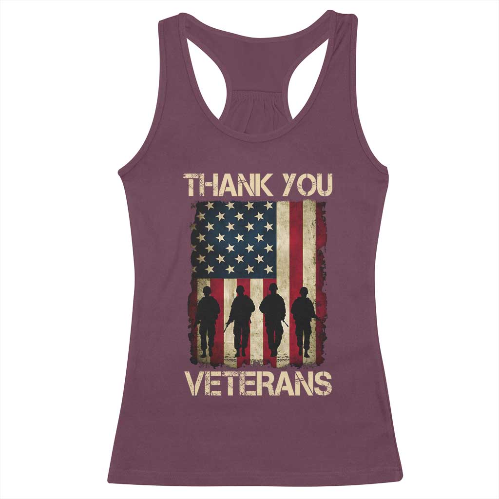 Thank You Veterans Racerback Tank Top Veterans Day Patriotic American Flag - Wonder Print Shop