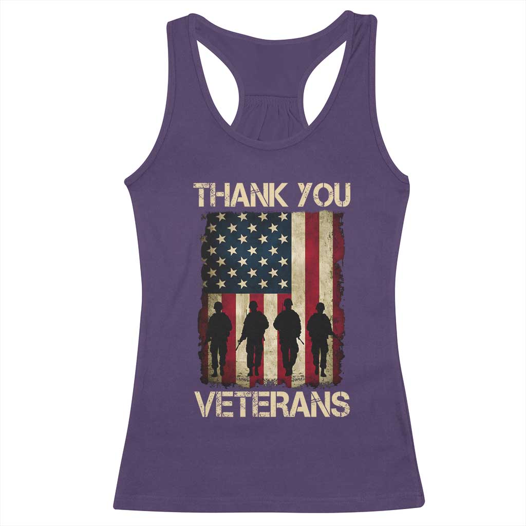 Thank You Veterans Racerback Tank Top Veterans Day Patriotic American Flag - Wonder Print Shop