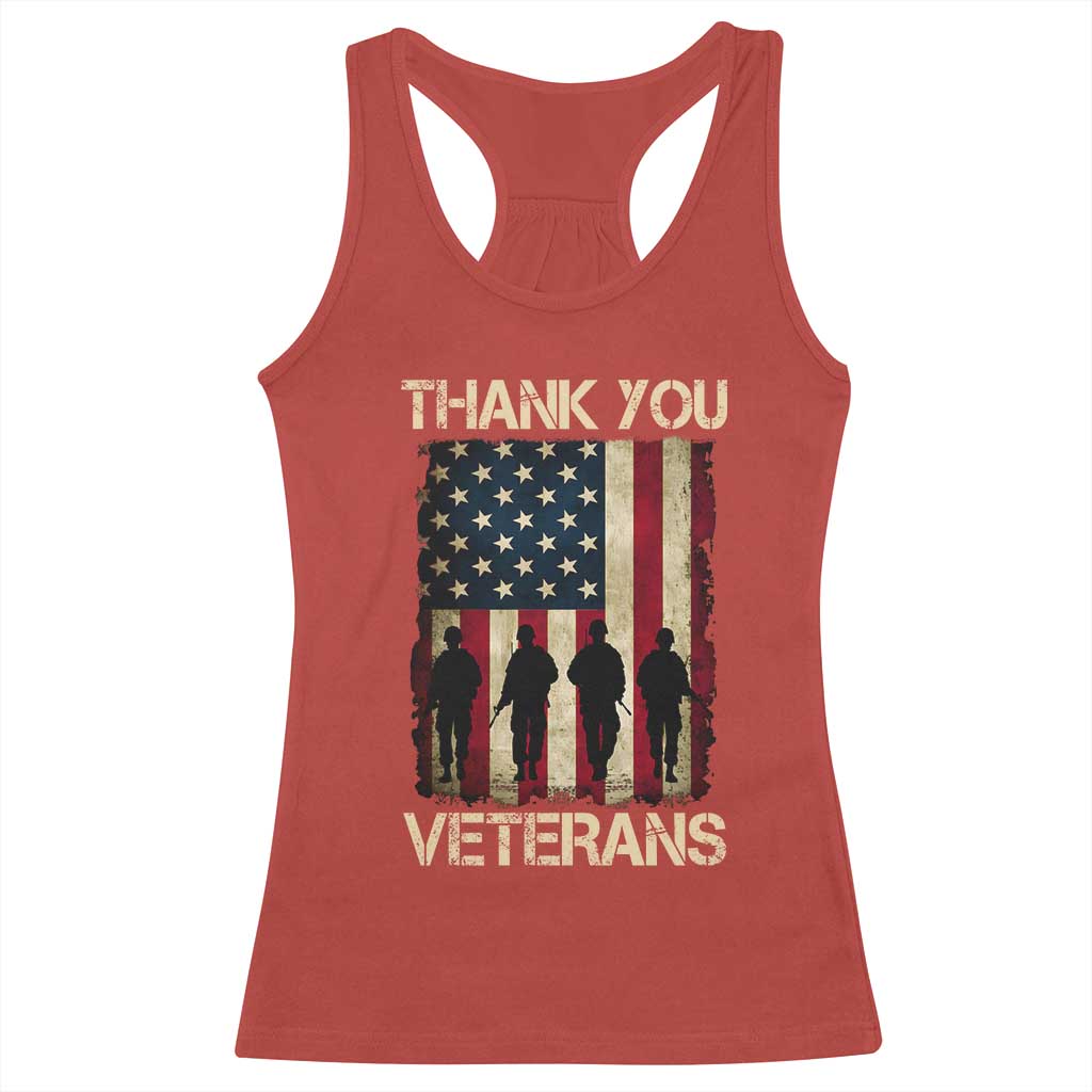 Thank You Veterans Racerback Tank Top Veterans Day Patriotic American Flag - Wonder Print Shop