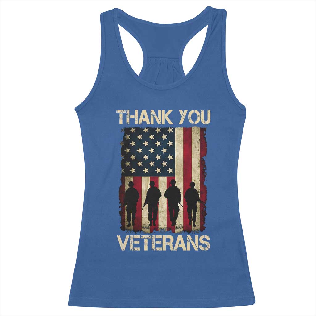 Thank You Veterans Racerback Tank Top Veterans Day Patriotic American Flag - Wonder Print Shop
