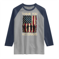 Thank You Veterans Raglan Shirt Veterans Day Patriotic American Flag - Wonder Print Shop