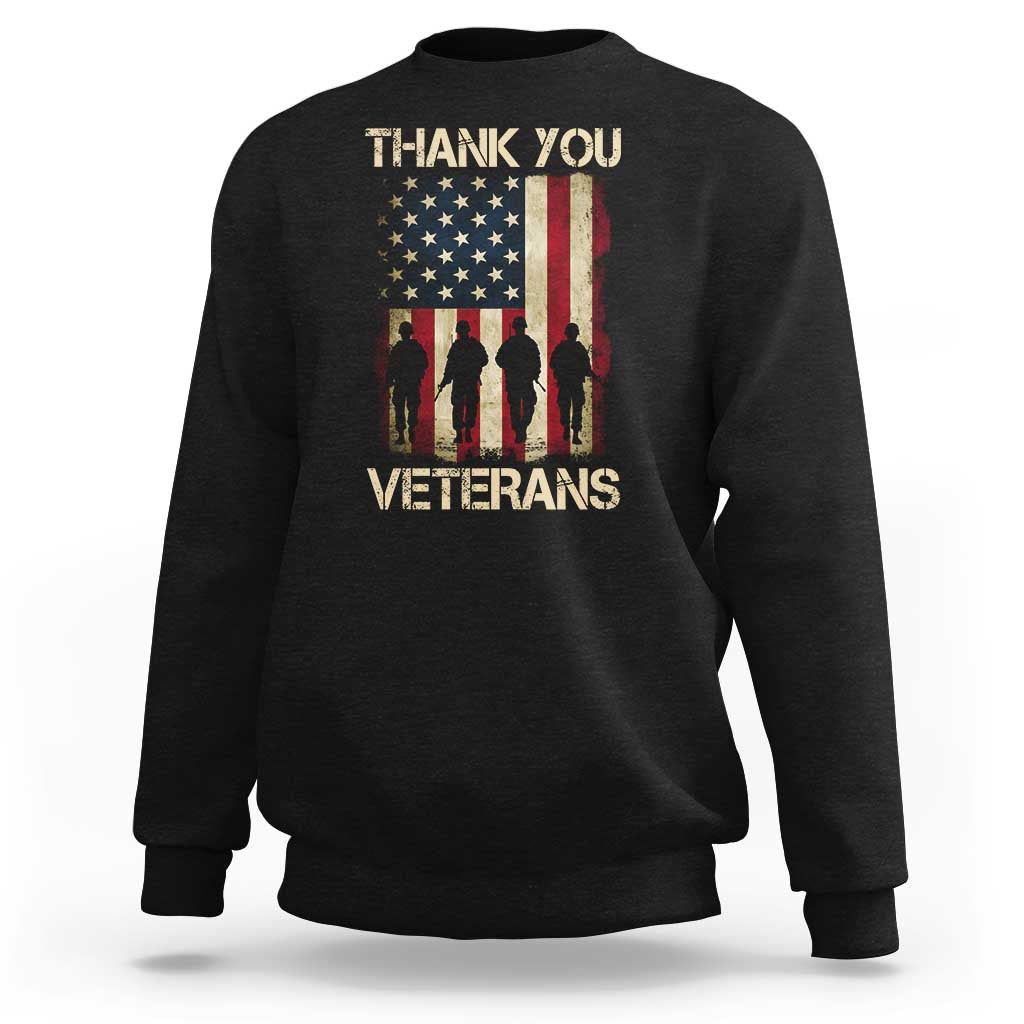 Thank You Veterans Sweatshirt Veterans Day Patriotic American Flag - Wonder Print Shop