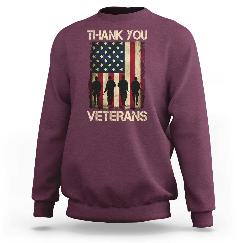 Thank You Veterans Sweatshirt Veterans Day Patriotic American Flag - Wonder Print Shop