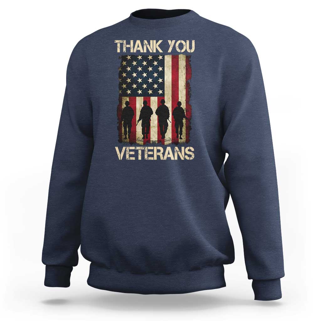 Thank You Veterans Sweatshirt Veterans Day Patriotic American Flag - Wonder Print Shop