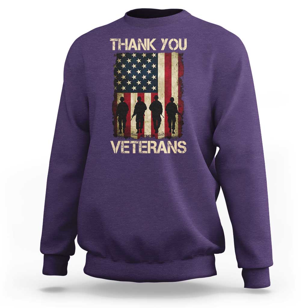 Thank You Veterans Sweatshirt Veterans Day Patriotic American Flag - Wonder Print Shop
