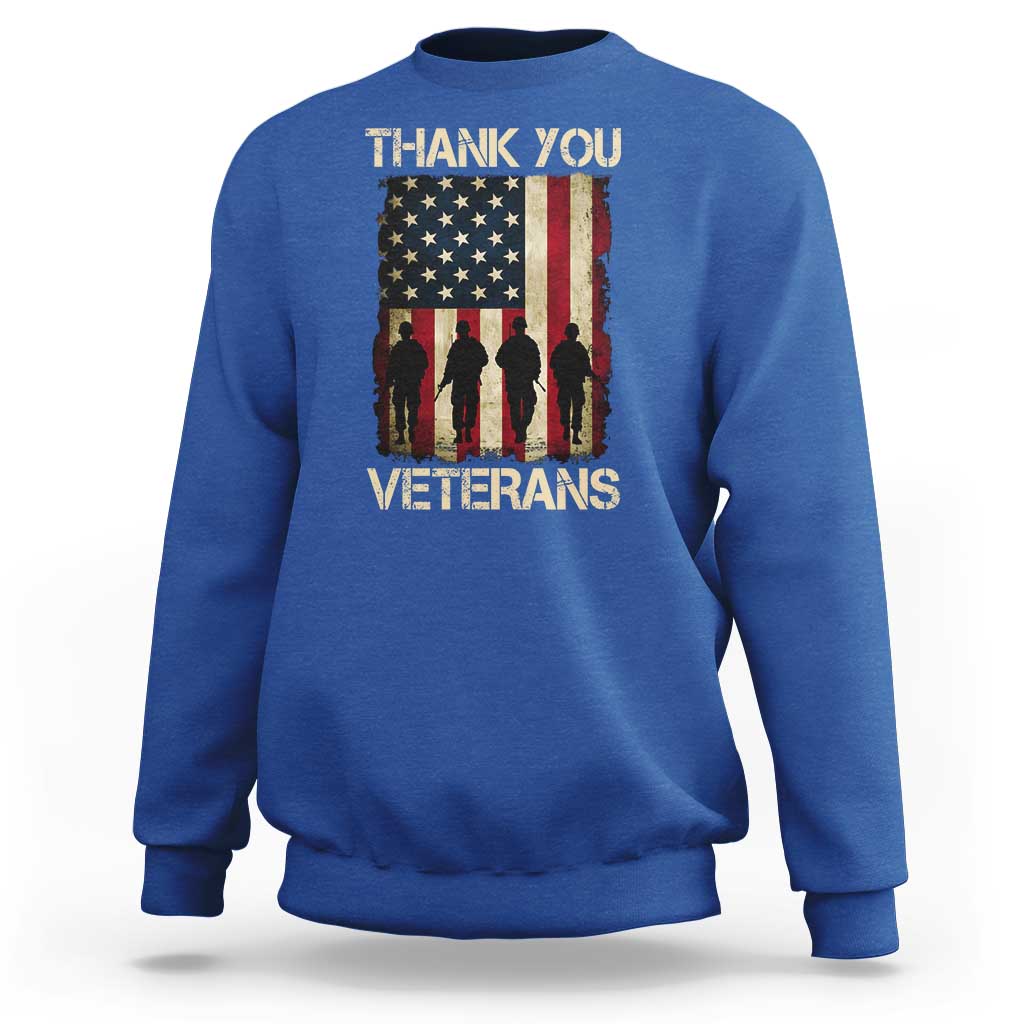 Thank You Veterans Sweatshirt Veterans Day Patriotic American Flag - Wonder Print Shop