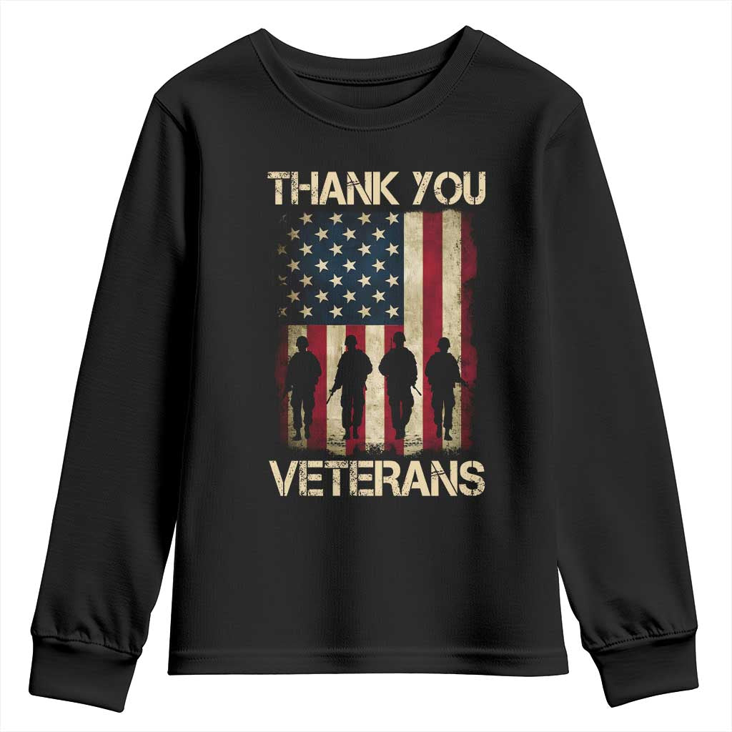 Thank You Veterans Youth Sweatshirt Veterans Day Patriotic American Flag - Wonder Print Shop