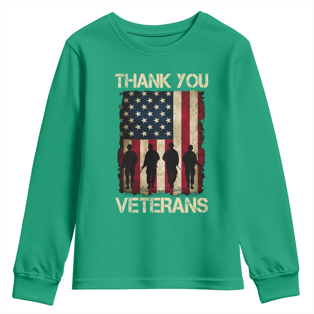 Thank You Veterans Youth Sweatshirt Veterans Day Patriotic American Flag - Wonder Print Shop